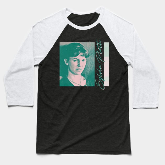 Sylvia Plath / Retro Style Duotone Fan Design Baseball T-Shirt by unknown_pleasures